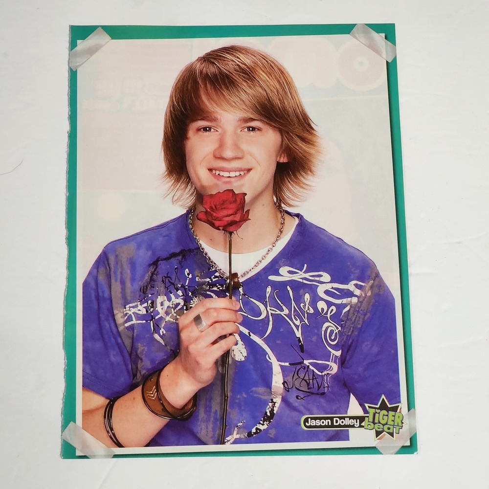 Jason Dolley smiling headshot long stem rose pin-up poster clipping 8x10.5